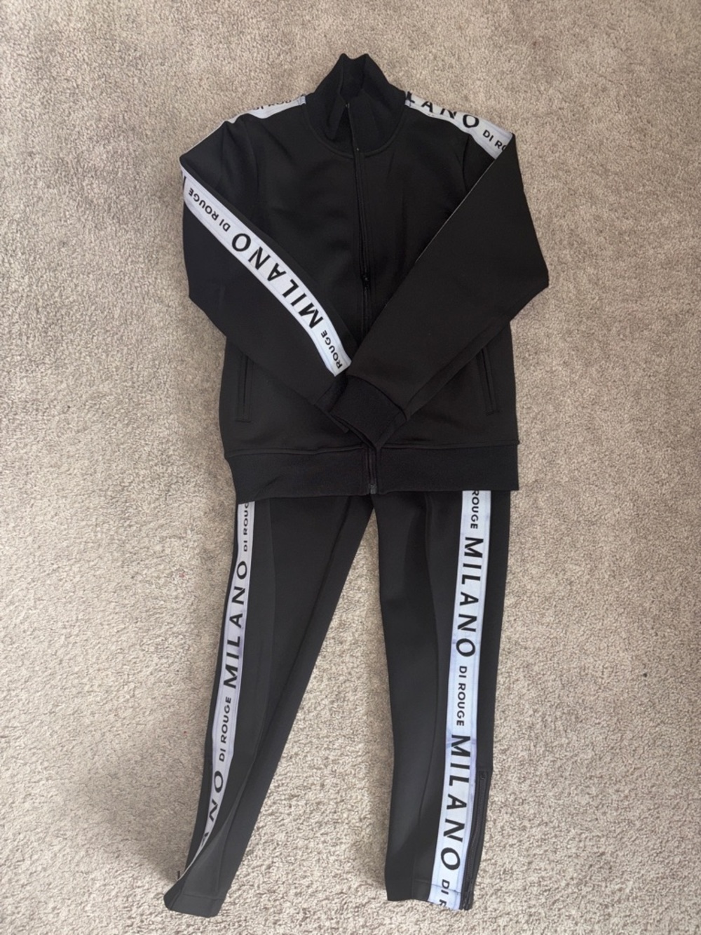 Milano Black Track Jacket & Joggers with White Logo Tape